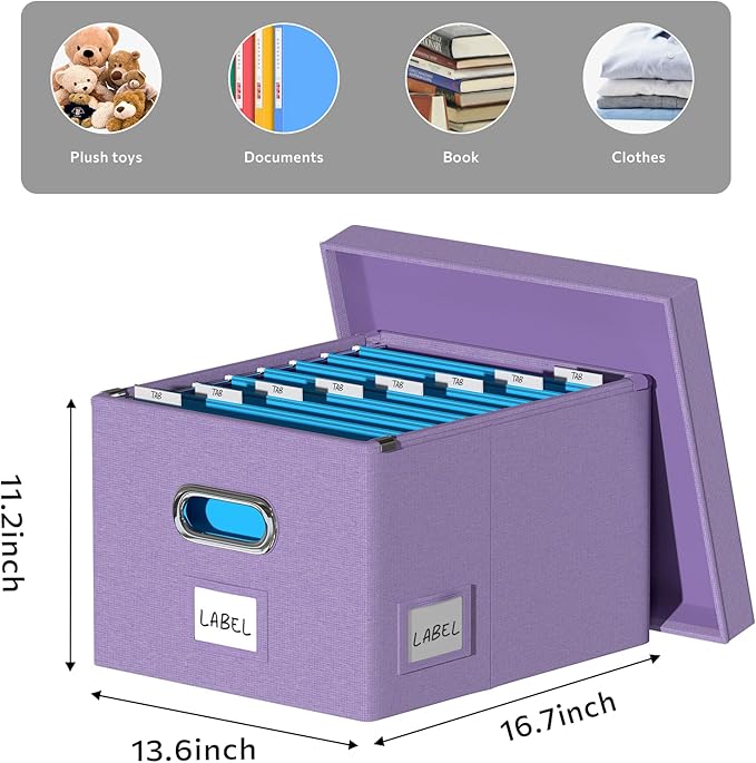 File Organizer Collapsible Storage Box for Office File Box with Lids Document Organizer for Office and Home Easy Slide Durabl