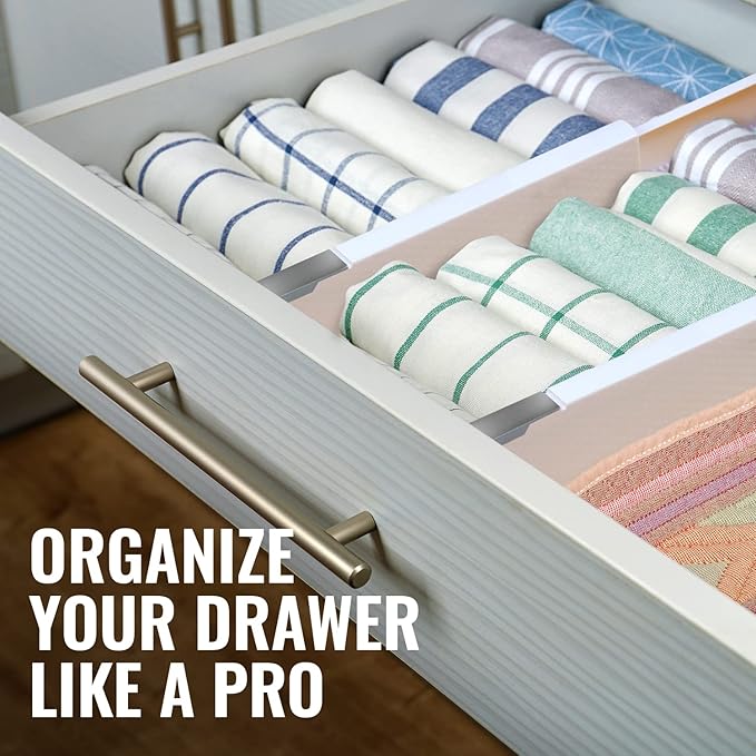 RAPTUROUS Adjustable Deep Drawer Divider – 6" Tall, Expandable 13-22", 8-Pack, Non-Slip Drawer Dividers for Clothes, Dresser,