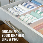 RAPTUROUS Adjustable Deep Drawer Divider – 6" Tall, Expandable 13-22", 8-Pack, Non-Slip Drawer Dividers for Clothes, Dresser,