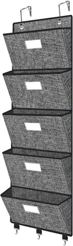 Homyfort Over the Door File Organizer, Hanging Wall File Folders with 5 Large Pockets for Papers, Charts, Mails, Magazine, Of