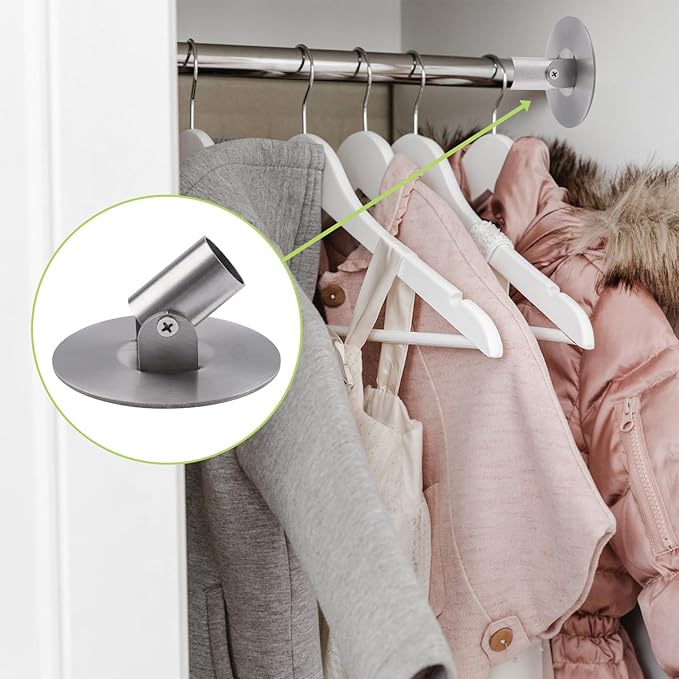 Shower Curtain Rod Bracket, 2Pcs 26mm Inner Diameter Titanium Steel Shower Curtain Rod Single Swivel Flange Curtain Rod Wall-