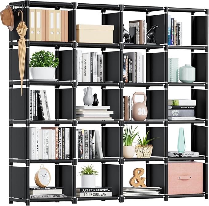 Mavivegue 20 Cube Book Shelf, Storage Organizer, Large DIY Bookcase, Metal Cube Bookshelf, Cubbies Closet Storage Organizer S