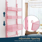 Consumest Over The Door Hooks Organizer - 4 Tier Door Coat Rack with 3 Baskets and 12 Hooks, Stainless Steel Towel Hanger for