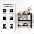 Solid Wood Wall Shelf 3-Tier,Black Wall Shelf, Rustic Floating Shelves Wall Mounted Storage Rack,Vintage Wall Shelves Wall Mo