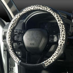 KAFEEK Cream Leopard Steering Wheel Cover for Women, Universal 15 Inch Soft Microfiber Leather Car Wheel Protector, Aesthetic