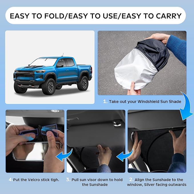 Sun Shade Sunshade for Chevrolet Silverado 1500 2014-2019 Windshield Cover, 4-Layers Sun Shield 250T Sun Visor for Chevy Silverado 1500 Regular Cab, Crew Cab, Double Cab 2Dr 4Dr Window Shade