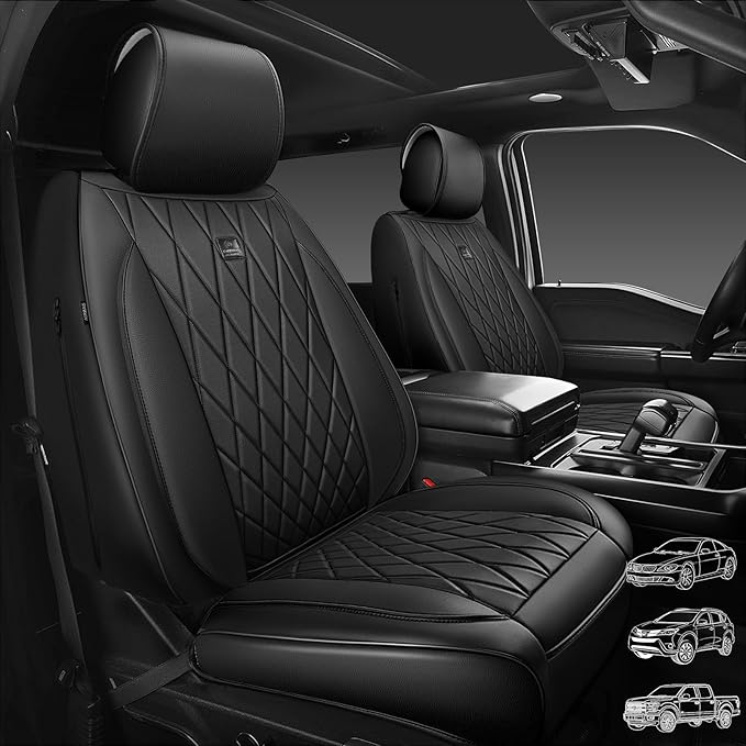 CAR PASS Leather Seat Covers Full Set, Luxury Seat Protector for Cars, Waterproof PU 5-Seat Car Seat Covers Universal for SUV