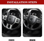 Hoolcar Interior Steering Wheel Cover ABS Trim for 2010-2017 Dodge RAM 1500 Accessories, Carbon Fiber
