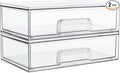 Vtopmart 12.1''W Clear Stackable Storage Drawers,2 Pack Acrylic Plastic Organizers Bins for Makeup Palettes, Cosmetics, and B
