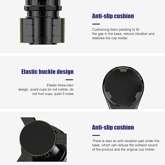Dual Car Cup Holder Expander, 2 in 1 Multifunctional Auto Drink Adapter with Adjustable Base, 360 Degrees Rotating Cupholder Extender with Compass, Universal Car Accessories