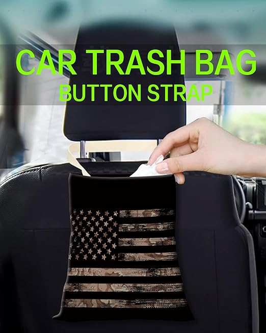 Car Trash Can, Durable Hanging Car Trash Garbage Bag, Cute Automotive Garbage Cans Organizer, Cool American Flag