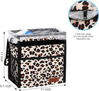 Femuar Leak Proof Car Trash Bag Large Capacity Waterproof Garbage Can with Lid for SUV Leopard Print