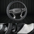 GIANT PANDA Steering Wheel Cover for GMC Sierra Acadia Terrain Yukon(Black+Gray Line-Standard Size)