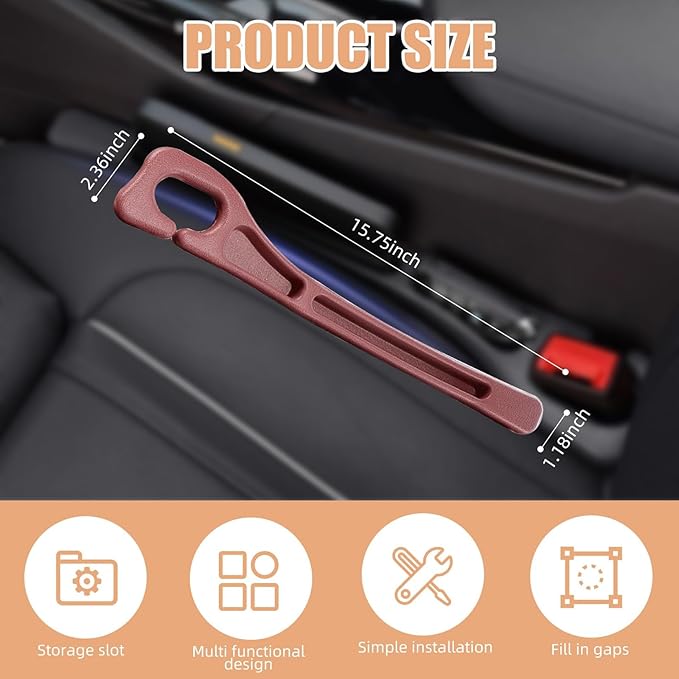 Car Seat Gap Filler- Universal Console Catcher to Prevent Items from Falling Between Seats and Console, Anti-Drop Organizer with Secure Fit (Beige)