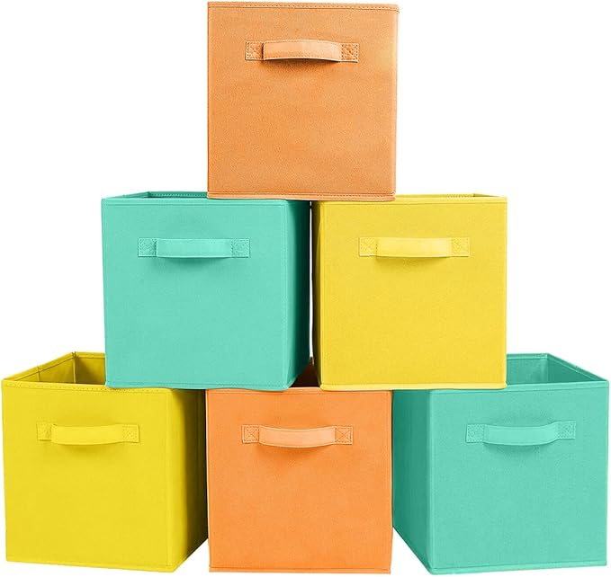 ShellKingdom Storage Bins, Foldable Fabric Storage Cubes and Cloth Storage Organizer Drawer for Closet and Toys Storage, 6 Pa