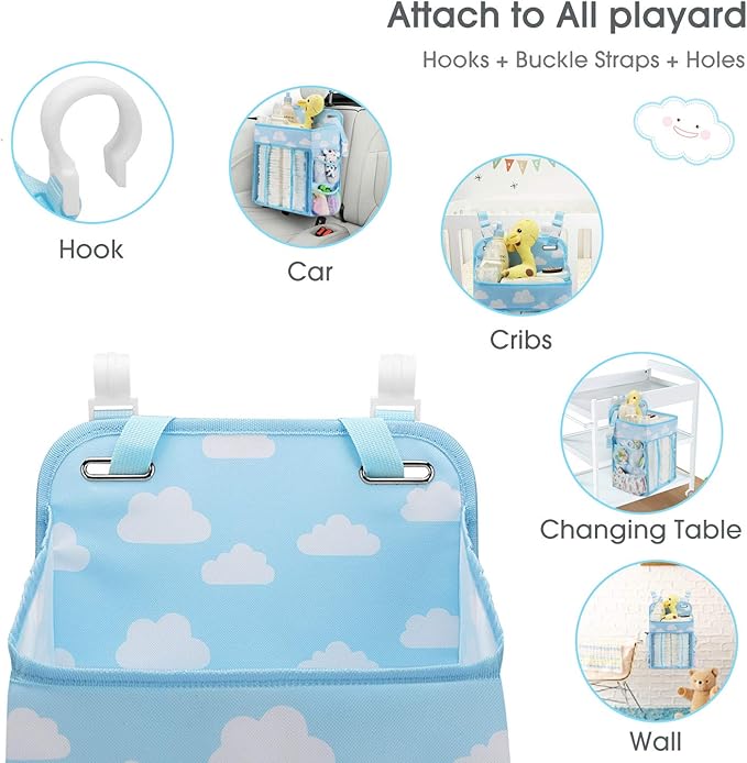 Maliton Hanging Diaper Organizer - Diaper Stacker for Changing Table, Crib, Playard or Wall & Nursery Organization Baby Showe