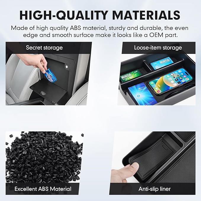 Autorder 3PCS Center Console Organizer for Honda Pilot 2023 2024 2025 2026 Accessories - Armrest Organizer Tray/Dashboard Storage Box/Hidden Storage Box - ABS Material