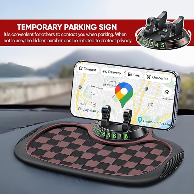 Wuyaoyao Multifunction Car Anti-Slip Mat Auto Phone Holder, PVC Car Dashboard Non-Slip Pad Phone Mount with Temporary Parking