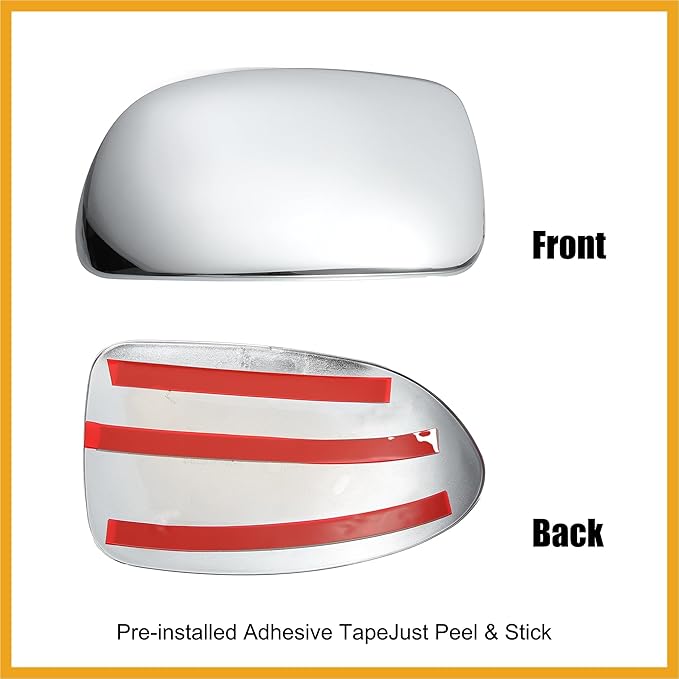 Car Exterior Mirror Cover Cap Overlay Fit for Chevrolet Silverado Suburban for GMC Sierra Yukon - Pack of 2 Chrome Plated Durable Material Replacement