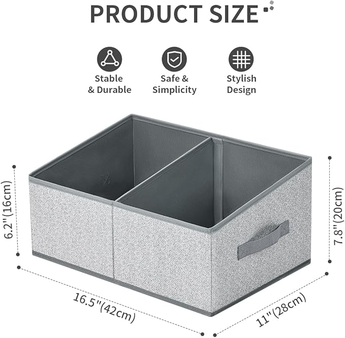 DIMJ Closet Storage Bins, 5 Pack Storage Baskets for Shelves, Foldable Closet Organizer with Handle, Linen Closet Organizers 