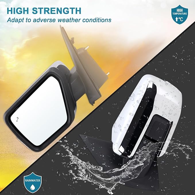 Left Driver Side Mirror Compatible With 2021-2026 Ford F150 With Manual Folding Power Glass Heated Blind Spot Turn Signal Light Puddle Light Chrome Replace#ML3Z17683SA(11Pins)