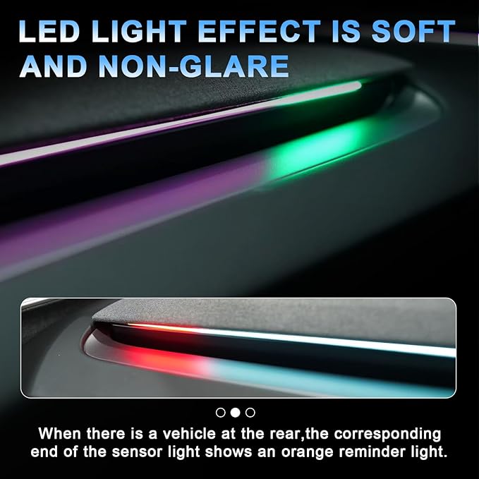Tesla Smart Blind Spot Detection Ambient Lighting for Tesla Model 3 Y Highland Juniper, Plug-and-Play, Custom Color Modes Dyn