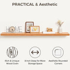 Fun Memories 48 Inch Floating Shelves, Rustic Solid Wood Wall Shelves Set of 1, 8 Inch Deep Floating Shelf for Bathroom, Bedr