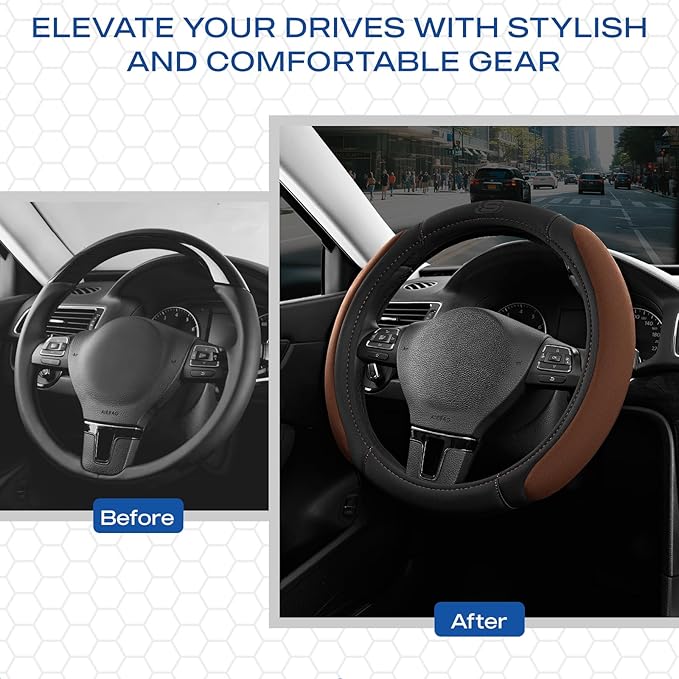 Skechers Steering Wheel Cover, Memory Foam Car Steering Wheel Cover,14.5-15inch Anti-Slip Safety Comfortable Desgin, Universa