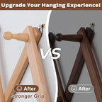 SCUNDA Wall Rack with 10 Hooks, Wooden Wall Expandable Coat Rack for Coat, Hats, Baseball Caps, Coffee Mug, Jewelry(Natural)