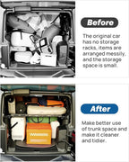 JOYTUTUS Rear Cargo Rack Basket with Gas Shock Compatible with 2007-2018 Wrangler JK (Only for 4 Doors Hard Top), 350 LBS Capacity Trunk Storage Rack, Pet Barrier Molle Panel, Black