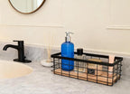 ShabbyDecor Small Metal Wire Basket Detachable Wood Base Storage Organizer Bathroom Counter Storage Organizer for Makeup, Per