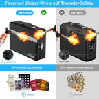 Fireproof Document Box with lock, File Organizer with Fireproof Zipper, Hard Shell Fireproof & Waterproof Storage box, Portab