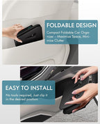 FLORICH Car Door Organizer, Small Leather Foldable Hanging Organizer and Trash Can 2-in-1, Multi-Function Mini Storage Box Garbage Can for Car Back Seats and Side Door-1Pack
