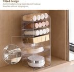 PAVSTINE Medicine Cabinet Organizer with Adjustable Dividers, Clear Vertical Layered Backward Slanting Shelves for Pressed Po