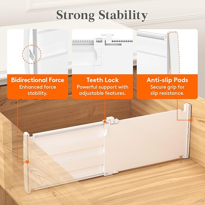 Lifewit 6" Tall 5 Pack Drawer Dividers, 30-47cm/11.5-18.5" Expandable Drawer Divider for Clothes, Adjustable Dresser Drawer O