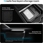 Tesla Model Y Juniper 2025 2026 & Model 3 Highland 2024 2026 Center Console Organizer Tray [Slide Smoothly + Easy Installation] Cup Holder for Tesla Model Y Juniper Accessories