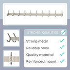 Coat Rack Wall Mount – Brushed Nickel 30 Inch Stainless Steel Hook Rail with 10 Heavy Duty Double Coat Hooks – Wall Mounted C