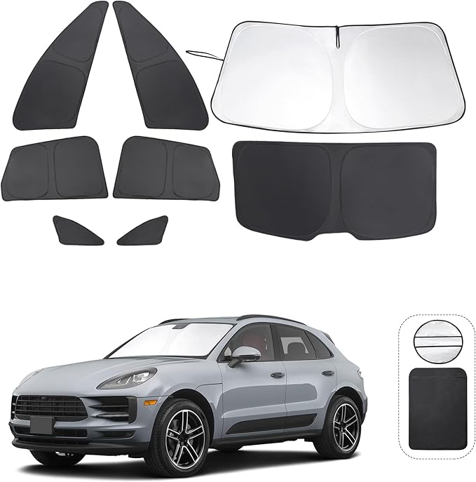 TINGLU Window Shades 8PCS for Porsche Macan 2014-2024 Accessories Car Side Full Windows Rear Triangular Windshield Sun Shade Sun UV Rays & Privacy Protection for Camping,Napping,and Relaxing