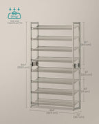 SONGMICS Shoe Rack, 8-Tier Shoe Organizer, Metal Rack for Garage, Set of 2, 4-Tier Stackable Shelf, with Adjustable Flat or A