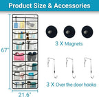 Magnetic Cruise Organizer, 14 Large Durable Pockets Over The Door Organizer For Cruise Ships, Magnetic & Hanging Cruise Organ