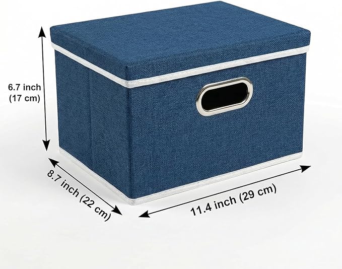PRANDOM Storage Bins with Lids [3-Pack] Linen Fabric Foldable Storage Boxes Organizer Containers Baskets Cube with Cover for 