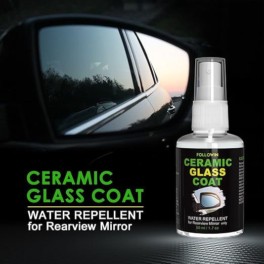 FOLLOWIN Ceramic Coating for Car Side Mirror, Glass Coating, Water Beading Technology, Advanced Water Repellent for Backup Ca