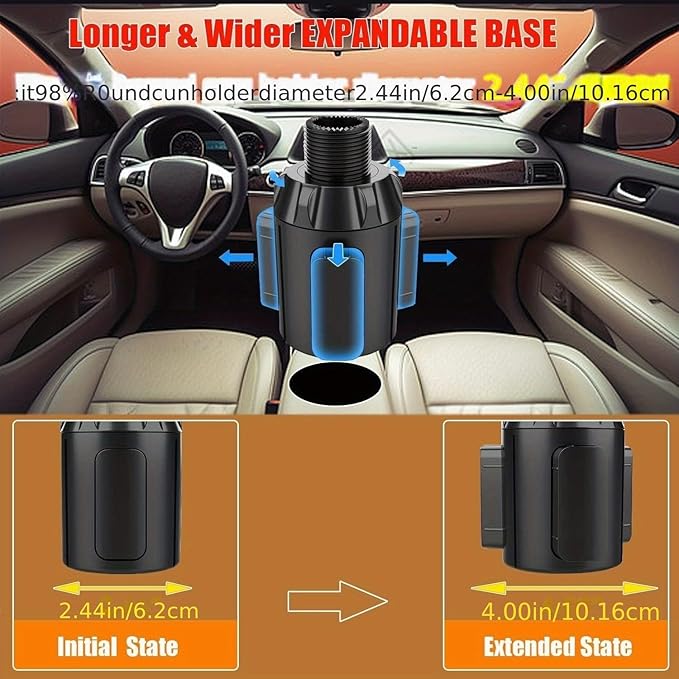 Cup Holder Expander for Car – Fits Most Vehicle Models, Extends Cup Holder Depth, Durable ABS Plastic (Silvery)