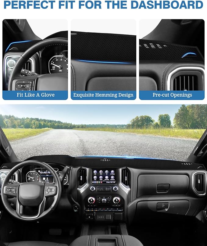 FIILINES Dash Cover Compatible with Chevy Chevrolet Tahoe Suburban/GMC Sierra Yukon 2015-2020 Dashboard Mat Cover Sunshade No