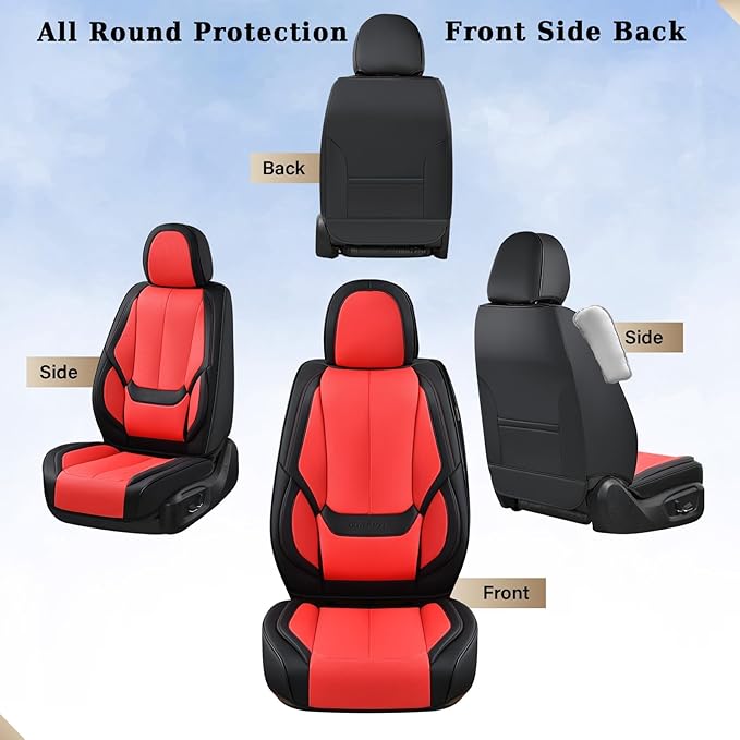 Coverado Car Seat Covers Full Set, Seat Covers for Cars, Car Seat Protector Waterproof, Nappa Car Seat Cushion, Car Seat Cove