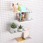 Lineshading 4 Pcs Pegboard Shelves, 10 x 4 Inch Metal Shelf Brackets Pegboard Tray Accessories Wall Organizer for Craft Room 