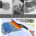 27" Snow Brush and Ice Scrapers for Car Windshield and Window, Detachable Winter Snow Remover Ice Shovel Tool with Ergonomic Foam Grip & No Scratch Bristles, Car Accessories for Truck SUV (Orange)