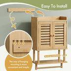 AmazerBath Bathroom Wall Cabinet, Bamboo Over The Toilet Storage Cabinet, Hanging Medicine Cabinets with Towel Bar, Wall Moun