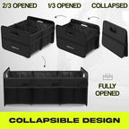 FORTEM Car Trunk Organizer, Collapsible Two Compartment Organizer, Foldable SUV & Truck Storage for Car Accessories for