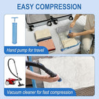 Fygrip Vacuum Storage Bags with Hand Pump, Plastic Packaging Bags, 80% Space Saver Vacuum Seal Bags for Clothing, Travel Lugg